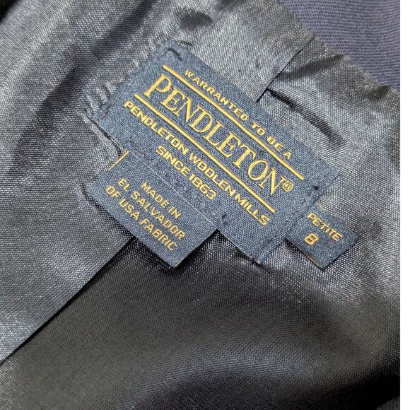 Pendleton Navy Blue Pleated Blazer Jacket Peplum Preppy Workwear Womens 8 Petite - Picture 3 of 4